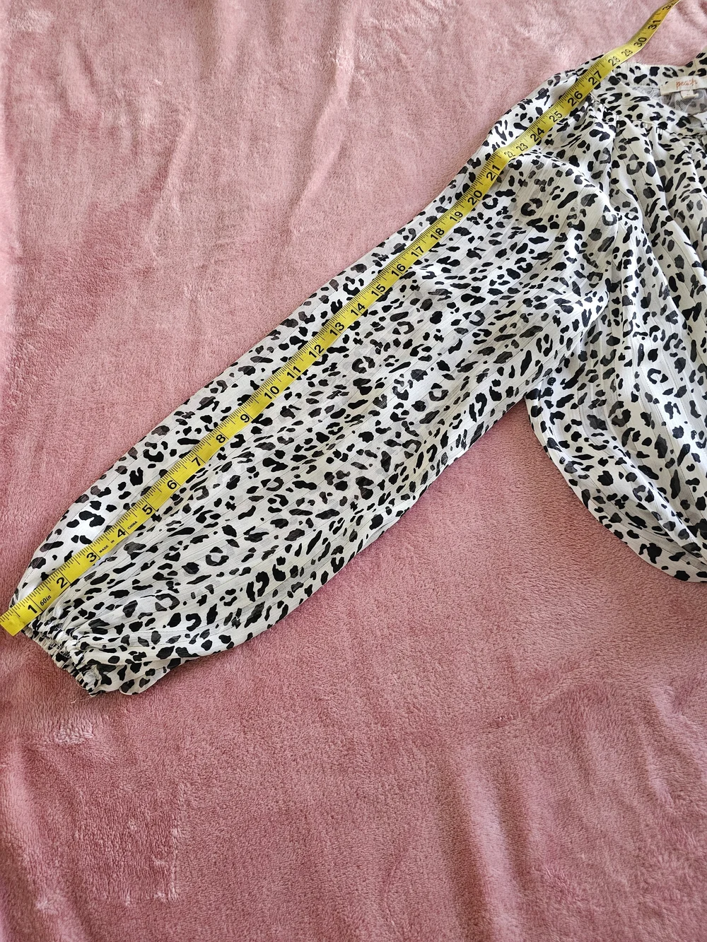 Size S  Women's Black and White Leopard Print Blouse - Picture 15 of 15